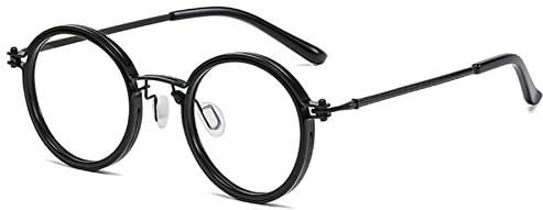 Lanomi Retro Sehr Rund Blaulichtfilter Brille Ohne Sehstärke Vintage Nerdbrille Metall Voller Rahmen Anti Blau Computerbrille für Damen Herren