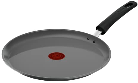 Tefal - Sartén para crepes (28 cm, inducción, revestimiento cerámico, Eco-diseñado, reciclado, cocción sana, termo-Signal, fabricada en Francia, Renew C4253913, gris