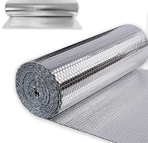 SUBTLETY 30㎡ Film Isolant pour Isolation de la Maison Rouleau de Panneaux d'isolation Aluminisé à Bulles Double Radiateur Feuille Thermique Pliable pour Fenêtre Protection Contre le Froid (1x30m)