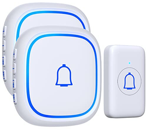 Wireless Doorbell with 2 Receivers IP66 Waterproof 1000ft Range Door Bell for Classroom Teachers with 66 Ringtones 7 Levels Volume 115dB and LED Flash Memory Function Doorbell Chime for Home Playhouse