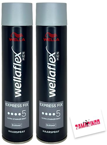 Wella Wellaflex Haarspray Men Express Fix Ultra Starker Halt 250ml | Haarspray für ultra starken Halt | Erhält den Style bis zu 48H inkl. Zama4Zingo Karte (2er Pack, Haarspray)