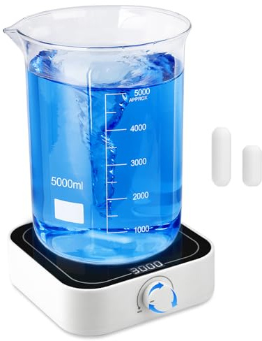 PRECIPETTE Digital Magnetrührer 350-3000UpM 5L Labor Magnetrührer mit LED-Display mit 2 Rührfisch Magnetic Stirrer Mixer Labor Rührer 145mm 5000ml magnetic stirrer