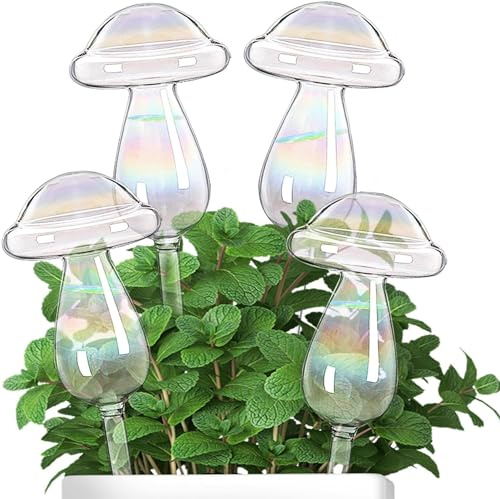 Jazlyvex Bewässerungskugeln, 4 Stück Transparent Glas Wasserspender Pflanzen Selbstbewässerung, Pflanzenbewässerer für Zimmerpflanzen