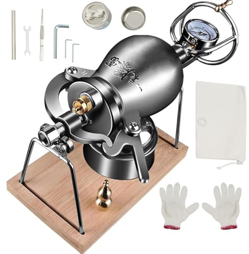 Hand-Popcorn-Maschine Edelstahl-Popcorn-Maker Hand-Popcorn-Popper Mini-Popcorn-Maschine Mit Manometer Manuelle Kurbel, Langsame Gasheizung FüR Familientreffen(100ML)
