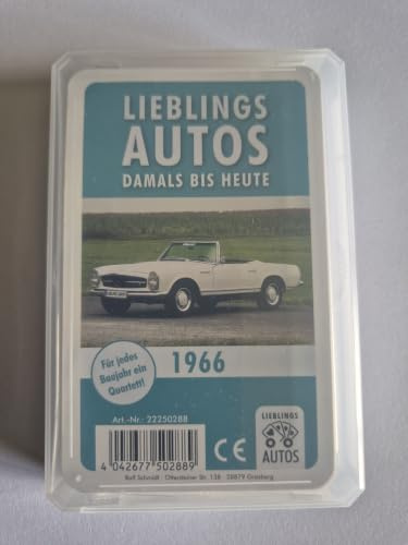 Lieblings Autos Auto Quartett 1966 Baujahr Geburtsjahr 60. Geburtstag Geschenk Spielkarten Neu