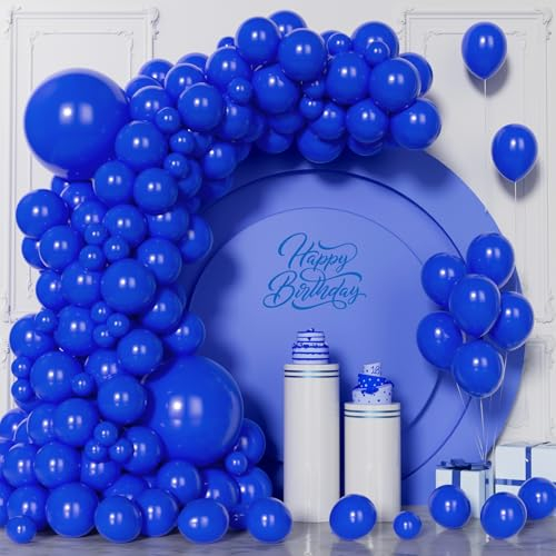 Unisun Palloncini Blu Royal, 130 Pezzi Palloncini Scuro Kit Arco Ghirlanda, 5/10/12/18 Palloncino Blu per Ragazzi Uomini Donne Ragazze Matrimonio Compleanno Baby Shower Feste Decorazioni