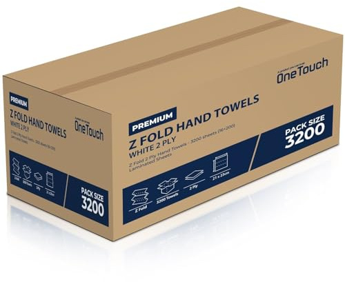 OneTouch 2 Ply Paper Towels White Hand Towels Z fold Towel Pure Dispenser Tissue Multifold Towels C fold Interfold Towel 3205 Sheets