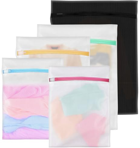 Sacchetti lavatrice biancheria, 5-Set sacchetti rete biancheria,Retina borse per lavatrice, Sacchetto lavanderia Laundry Bag Wash Bag per Camicetta, Maglieria, Scarpe, Reggiseno, Intima(colore)