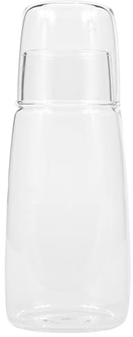 Juego de jarra de agua transparente con vaso de vidrio para mesita de noche de dormitorio, jarra de agua con vidrio, con juego de tazas