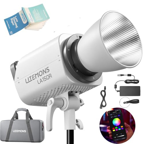 GODOX LITEMONS LA150R K1 RGBW 165W LED Video Light, CCT 1800K-10000K Studio Light Supporta il Controllo APP, 14 Effetti FX Bowens Mount Luce Illuminazione Continuo con Funzione NFC Aggiungi Luci | CCT 1800K-10000K, Controllo APP, 14 Effetti FX, Bowens Mount, Luce Illuminazione Continuo con Funzione NFC Aggiungi Luci