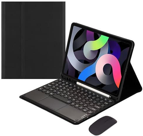 HLTOOP Custodia con Tastiera per Samsung Galaxy Tab A8 10.5 Modello SM-X200 X205 X207, Tastiera Bluetooth Ricaricabile con Touchpad, Portapenne Integrato, Mouse per Tablet,Nero