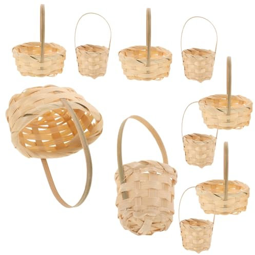 ifundom Niedliches Korb-Set 10 Stück Miniatur Rund Oval Blumenkörbe für Puppenmöbel Dekorativer Süßigkeitenhalter
