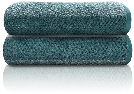 GC GAVENO CAVAILIA Hand Towels | Pack of 2 Royal Stripe Hand Towels For Bathroom | Super Absorbent Fast Drying Hand Towel Egyptian Cotton Towels Set | Spa Gym Guest Towels 50x80 Cm, Teal
