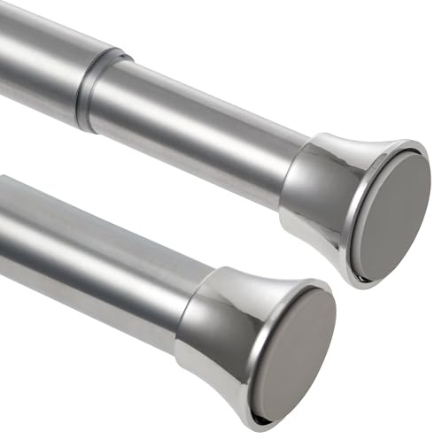 1 Stück Duschstange ohne Bohren Edelstahl Einstellbar Duschvorhangstange, Teleskopstange für Schrank, Badezimmer, Balkon, Duschvorhang(76-197cm，Silber）