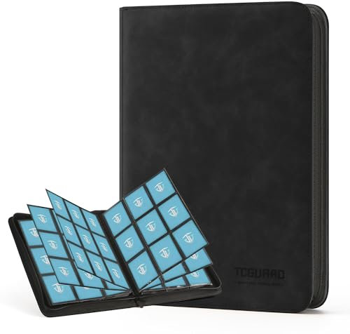 TCGUARD Sammelkarten Album für bis zu 540 Karten, 9 seitlich Sammelalbum Reißverschluss Binder für Sammelkarten, MTG Karten Heft für Spielkarten, Sportkarten, Yugioh etc. Schwarz