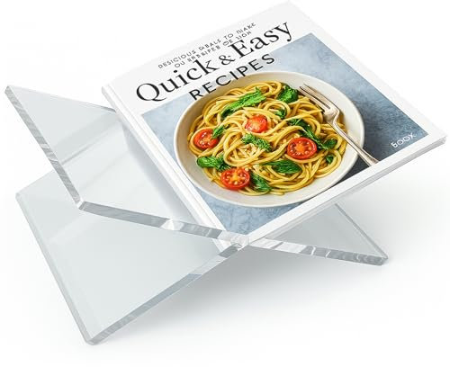 Support de livre en acrylique - Support de livres - Porte-revues - Support de recettes transparent pour bureau - En forme de X - Support pour livres ouverts fermés - Image de recettes de cuisine - 31