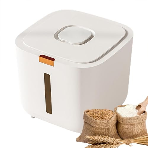 Keyubria Rice Storage Container, Moisture Resistant Rice Container With Automatic Lid, 5Kg Kitchen Cereal Grain Flour Storage Containers, Sealed Moisture Proof Rice Bucket For Various Grains