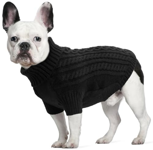 LiebeDD Jersey Perro Pequeño Mediano o Grande - Suéter Navidad para Perros Clásico Sueter Caliente Perro, Ropa Abrigo Punto Perros Jersey Galgo, Teckel y Bulldog Frances(L Negro)