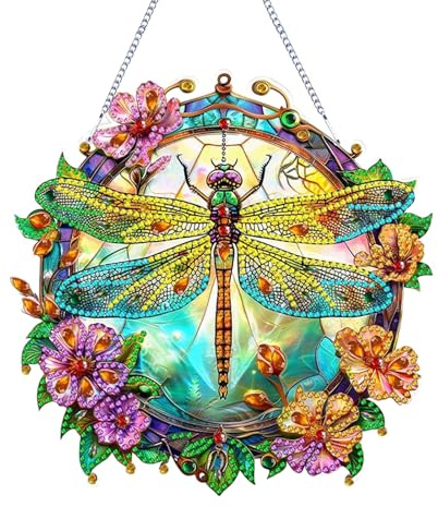 LUMOOM Diamond Painting Pendentif Kit de bricolage pour adultes 5D Diamond Painting Images de fenêtre avec chaîne, papillon suspendu, pour fenêtre murale et décoration d'entrée (F)