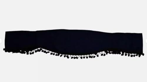 Rideau de fenêtre avant noir en velours pelucheux avec pampilles noires compatible avec Daf Trucks pare-soleil avec inscription