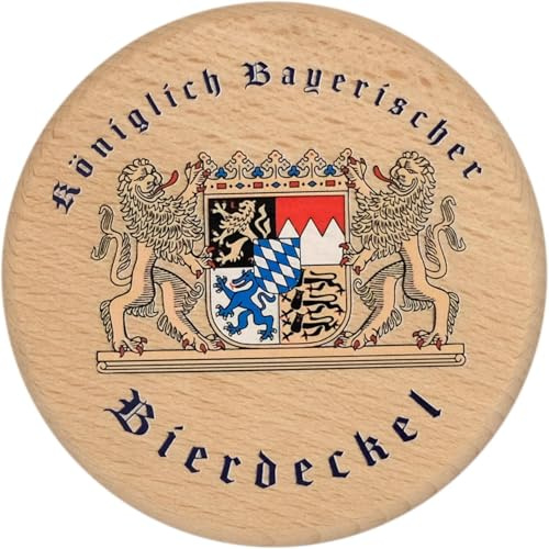 Bierdeckel aus Holz mit Flaschenöffner – Insektenschutz für Getränke, Weizenglas & Kaffeetasse, Gravur “Königlich Bayerischer Bierdeckel”, Geschenk für Männer & Bierliebhaber