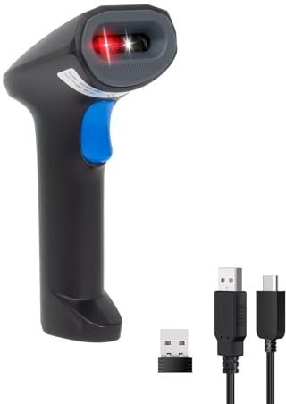 VulTech BC-07L-WBT Barcode Scanner Wireless 2.4Ghz / Bluetooth/USB Lecteur de Codes à Barres 2D 1D QR, Numérisation sur écran, POS, Enregistreur de Caisse d'entrepôt Supermarché Pharmacie Windows/Mac
