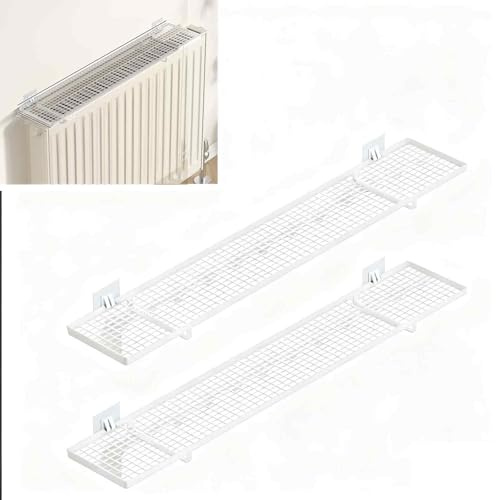 GBPLDMAQ Balda Radiador de 2 Piezas, Sin Taladros de Metal, Cubre Radiadores con Capacidad de Carga de 25 Kg, Optimiza el Espacio y Cuenta con un Diseño Hueco(White,35x10cm/13.8x4in)