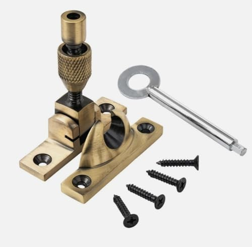 Sash Window Fastener – Mini Brighton Locking (Antique Brass)