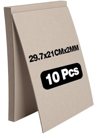 TMZELOA Pack de 10 Cartón Gris A4 2mm, Cartón Rígido para Encuadernar, Scrapbooking y Maquetas, Láminas de Cartóns Grueso, Cartóns Duro a Bordes Lisos para Manualidades, Álbumes y Proyectos Creativos