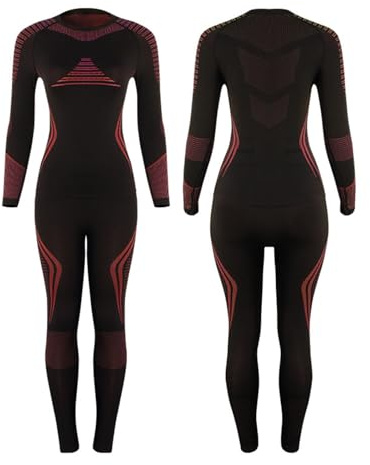 FZYLQY Functional Wear Seamless Thermal Underwear for Women Pj Set Workout Ski Warm Base Layer Cold Weather Yoga Top Bottom