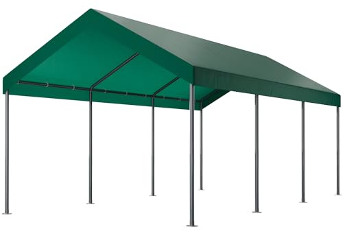 Shintenchi 10x20ft Heavy Duty Carport with UV&Wind Resistant Canopy,Portable Carport Garage Shelter with Stable Powder-Coated Steel Frame,Outdoor Carports for Car,Bike,Camp,Storage(Green)