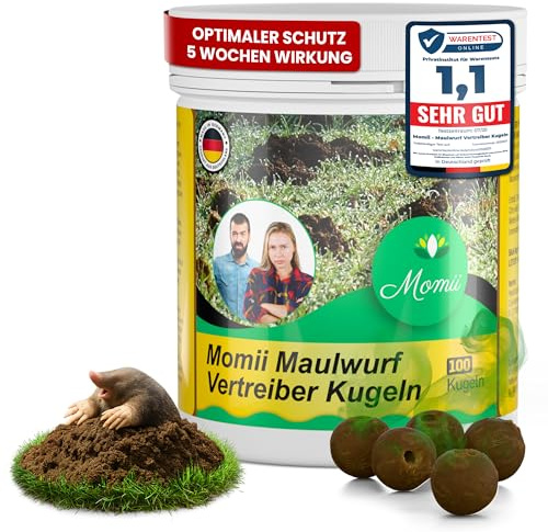 Momii Maulwurf Vertreiber-Kugeln mit Sofort- und Langzeitwirkung effektives Mittel gegen Maulwürfe 1 (1er Pack..)