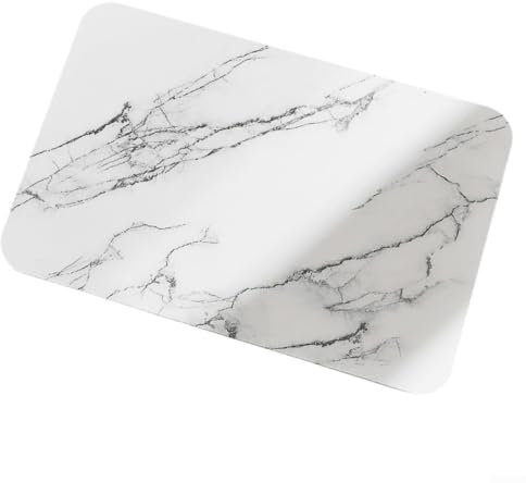 Tapis absorbant en pierre de diatomite 40 x 30 cm, séchage rapide et antidérapant, pour salle de bain, vaisselle, salon, piscine, design minimaliste (blanc 2)