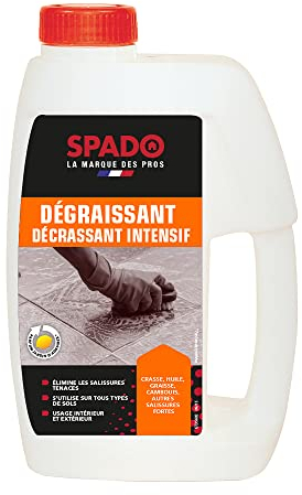 SPADO - Dégraissant décrassant- Elimine les salissures - Tout les types de sols - Usage intérieur et extérieur - travaux, déménagement et gros nettoyages - Parfum agrume -1L -Fabriqué en France