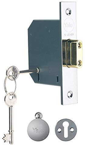 Yale 5 Lever Mortice Deadlock, High Security, Polished Chrome, 3 Inch/76 mm