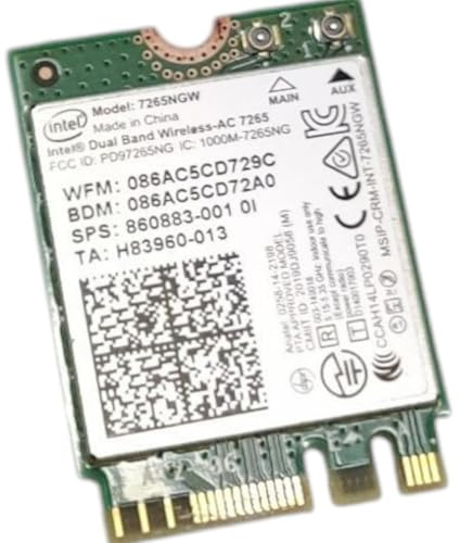 Intel Dualband Wireless-AC 7265 802.11ac, Dual Band, 2x2 Wi-Fi + Bluetooth 4.0 - (7265NGW)