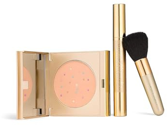 Magic Minerals 4 Pcs Pressed Powder Foundation Set by Jerome Alexander - 4-in-1 Color Correcting Concealer for Older Women - Foundation for Mature Skin with Mascara, Stubby Brush and Sponge - Medium