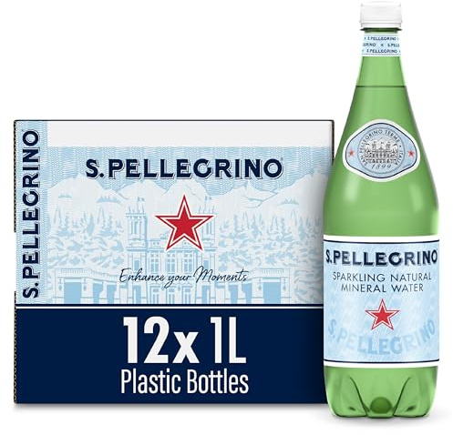 S.Pellegrino Sparkling Natural Mineral Water, 33.8 fl oz. Plastic Bottles (Pack of 12)