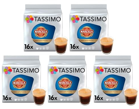 Tassimo Marcilla Decaf Coffee Pods (Pack of 5, Total 80 T Discs/pods)
