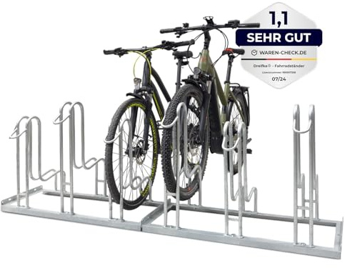 Dreifke Hochwertiger Fahrradständer Standparker Wyk für 6 Fahrräder | Sicherer, robuster Fahrradparker Mountainbike & eBike | einseitig | Stahl verzinkt, wetterfest | platzsparende Hoch-Tief-Stellung