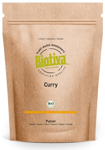 Biotiva Curry fino orgánico - 250g - intenso y puro - de primera calidad - según una antigua receta india - sin potenciadores del sabor ni aditivos artificiales - ingredientes 100% ecológicos