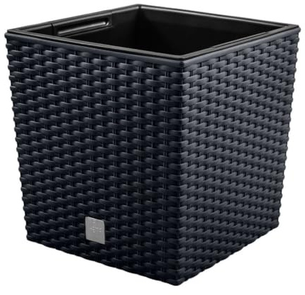 Prosper Plast DRTS225L-S433 22.3 x 22.3 x 22.8 cm Rato Low Flowerpot - Anthracite - 2 part set (with insert pot)