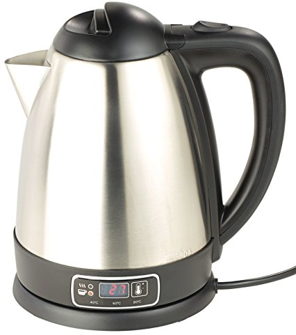 Rosenstein & Söhne HOGAR Y COCINA - té calentador agua: Hervidor de acero inoxidable con selección de temperatura, 1,8 litros, 1830 vatios (calentador agua Con Selección temperatura, Ajuste)