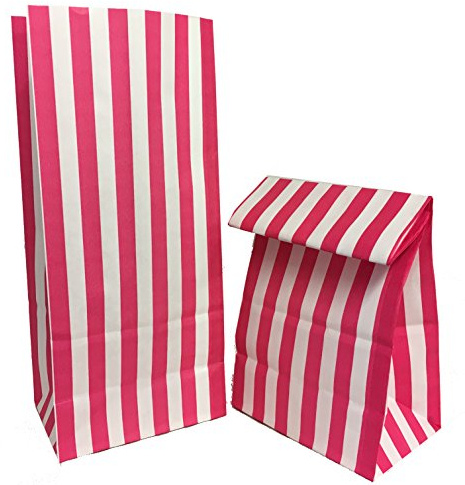 Sun Packaging Pink Stripe Pick n Mix Bags 100 + 75 x 230mm 60gsm from (pack of 100)