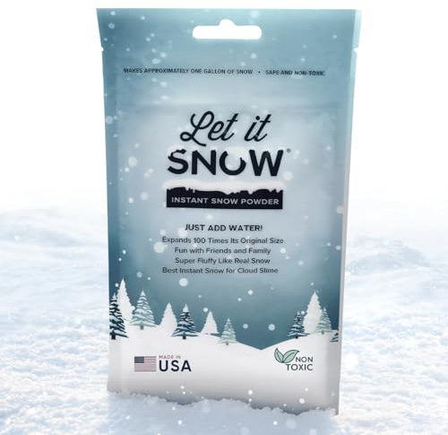 Let it Snow Instant Fake Snow Powder – Made in The USA, Perfect for Kids, Holiday Decorations, Sensory Play, and Slime – 1 Pack, Makes 1 Gallons Snow,30g each pack