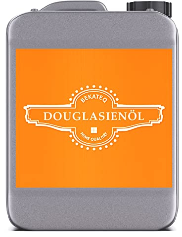 Douglasien Öl 5l farblos I Holz-Öl für innen & außen I Leinöl-Firnis zum Holzschutz & Holzimprägnierung von Douglasien, Terrassen, Gartenmöbeln, Treppen I Wasser & schmutzabweisend - BEKATEQ BE-291