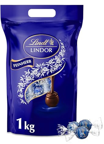 Lindt Schokolade | LINDOR Kugeln Feinherb, 1kg Beutel, Großpackung | ca. 78 Kugeln, Dunkle Schokolade, feinherb, zartschmelzend, zum Teilen & Verschenken, Vorrat, Genussmomente, Geschenk