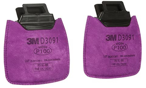 3M Secure Click P100 Respirator Filter D3091, NIOSH Approved, 1 Pair