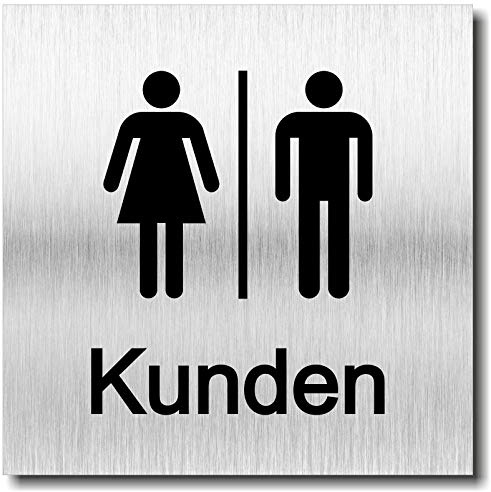 Türschild Kunden WC UV Druck 12 x 12cm - 3mm Aluverbund - Made in Germany - Art.Nr. 2126