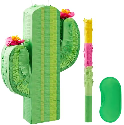 Cinco De Mayo Cactus Pinata for Kids Birthday Party, (16.75x11.25x3 in.) for Fun Fiesta Taco Party Supplies, Luau Event Photo Props, Mexican Theme Decoration, Carnivals Festivals, Taco Tuesday Event